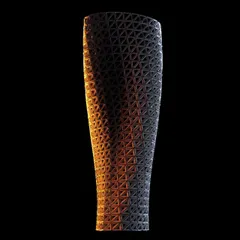 This studio render of the VERTO tower highlights its pure, sculptural form against a neutral background. The intricate, triangulated facade is not merely aesthetic; it is a key component of the aerodynamic system, engineered to channel air effectively. This is where computational design meets physical form.
