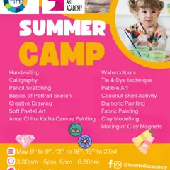 This flyer details the huge variety of activities in my summer camp for kids aged 4 to 9. From Tie & Dye and clay modelling to calligraphy and canvas painting, there's something for every creative child.
