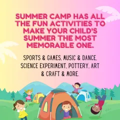 Our summer camp has all the fun activities to make your child's summer unforgettable. This graphic gives a quick overview of the sports, games, music, dance, and science we offer.