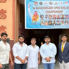 With fellow officials and organizers at the 1st Bahadurgarh Open Khel Karate Championship. Organizing such events helps promote martial arts at the grassroots level.