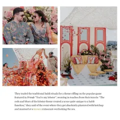 This wedding in Malta featured a unique Haldi ceremony themed around the popular game from 'Friends', 'You're my lobster', weaving in personal touches from the couple's travels.
