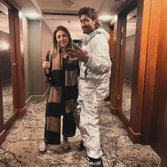 Sharing a laugh with Vidyut Jammwal during the 'CRAKK' shoot in Poland. This futuristic silver outfit was one of the most unique costumes in the film.