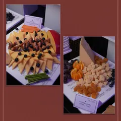 A curated tasting selection of fine cheeses, including Parmesan and Edam, served with fresh fruits and nuts. Our cheese boards are a sophisticated addition to any event.