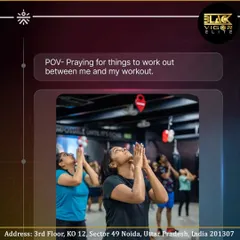 A moment from one of our group classes where members are stretching together. The gym is a playground for self-improvement.