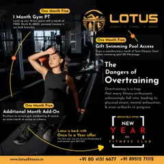 Overtraining can lead to physical strain and setbacks. This New Year offer graphic educates on the dangers of pushing too hard and the importance of listening to your body.