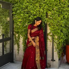 Another shot of Rishika, showing the beautiful drape and fit of her custom-made half saree.