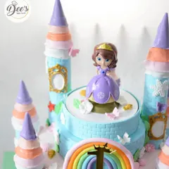 Another detail shot, focusing on the top of the castle with its colorful turrets and the main princess looking over her kingdom.