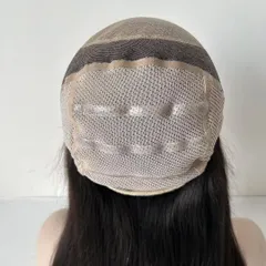 A view of the back of our full lace silk base wig. The construction is lightweight and comfortable for all-day wear.