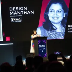 Presenting at the Design Manthan conference. These events are an opportunity to connect with the wider design community and discuss the future of our industry.