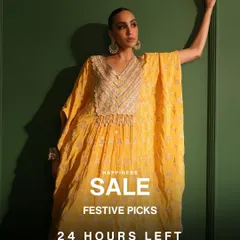 Your urgent reminder that the Happiness Sale is on. This vibrant yellow kaftan is one of my top festive picks, and it’s flying off the shelves. It’s comfy enough for all day wear but chic enough for any party.
