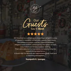 Our guests say it best. This review from Sampath K. Iyengar highlights the perfect balance of my food, the cozy and elegant ambiance, and the impressive wine selection.