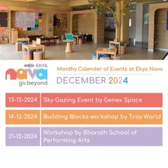My December calendar of events, featuring a Sky Gazing night, a Building Blocks workshop, and a Performing Arts extravaganza. I partner with experts to bring unique and engaging experiences to our community.