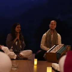 Sharing a moment of joy and devotion during a kirtan at our closing ceremony. Music and chanting are powerful ways to connect as a group and open the heart.