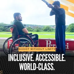 At our outdoor shotgun range, a para-athlete prepares for a shot with his coach by his side. My program is designed to be inclusive and world-class across all shooting disciplines.