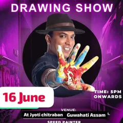 The poster for my "Miraculous Drawing Show" in Guwahati. I love performing in my home city.