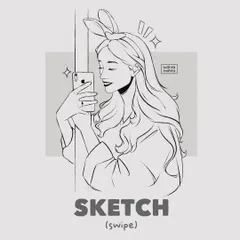 The initial sketch for a portrait, based on a reference photo. This shows the clean line art and foundational structure before any color or rendering is applied.