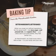 A baking tip from my kitchen: better ingredients make better bakes! Swapping refined ingredients for the good stuff like bura sugar and organic flour makes cakes that don't just taste better, they feel better too.