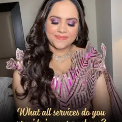 A bold and beautiful look for an evening function. The shimmering purple eyeshadow makes a statement, paired with flawless skin and a neutral lip to balance the look. This shows the services included in my package, from hair to makeup.