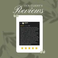 A wonderful review from a client after their studio visit, praising our patient and thorough approach to understanding their needs from the very first call.