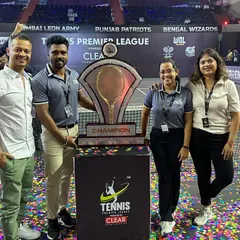 Posing with the Tennis Premier League championship trophy. These moments are a testament to the hard work of the athletes and the entire support team, including our dedicated physios.
