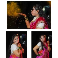 The Haldi ceremony is also a time for the bride to have some fun. I encourage my clients to be themselves, whether it's posing with attitude or playfully blowing haldi for a dynamic action shot. These photos show her vibrant personality shining through.