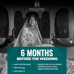 Six months before the wedding is the perfect time to start. We can begin Laser Hair Removal, PRP Therapy, Dermapen 4, and address any specific skin or hair concerns like acne, scars, or hair loss.