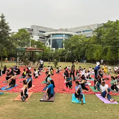 Celebrating International Yoga Day with our wonderful community in a beautiful park. Practicing together under the open sky is a powerful experience.