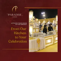 From our kitchen to your celebration, we bring our passion for food and service. This image captures our team in action at a beautifully arranged buffet, ready to serve guests with a variety of delicious dishes.