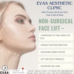 An overview of the key benefits of a non-surgical facelift. Our treatments focus on reducing wrinkles, smoothing skin, minimizing fat pads under the eyes, and contouring cheeks for a naturally refreshed appearance.