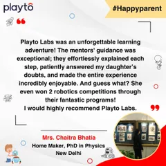 "She even won 2 robotics competitions through their fantastic programs!" A mother and PhD in Physics from New Delhi shares how our mentors' guidance helped her daughter excel and gain the confidence to compete and win.