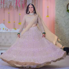 A twirl-worthy reception lehenga deserves equally stunning makeup. I created a soft glam look that feels light but looks incredibly elegant and polished.