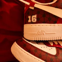 This one was for a die-hard Manchester United fan. I painted the team's logo on the toe box, added a custom football pattern, and included his favorite player's jersey number, 16.