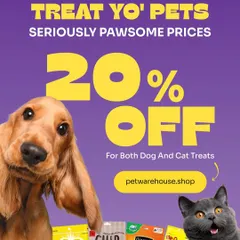 Treat your best friend without breaking the bank. We're offering a fantastic 20% discount on our entire range of delicious and healthy dog and cat treats. It's the perfect way to show them some love.