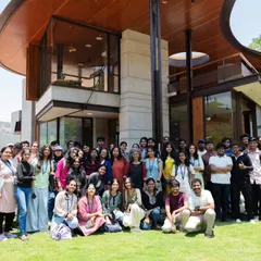 A wonderful moment with first year students from BMS School of Architecture. We transformed our recently completed Villa Soham into a live case study, a classroom without walls. I believe that touching and experiencing a built space provides lessons that no textbook can offer. It is this direct communion with architecture that kindles a student's passion and understanding.