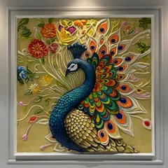 I find so much peace in creating detailed pieces like this 3D peacock mural. The vibrant colors and intricate textures are designed to make it a stunning centerpiece for any home.