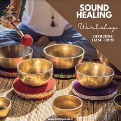 This poster is for one of my sound healing workshops. In these sessions, I explain the science and art of Nada Yoga, demonstrating how sound can redress imbalances on every level of your being and help you achieve higher states of consciousness.
