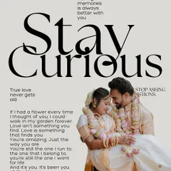 A creative, magazine-style poster from a Kerala-themed wedding shoot. This artistic edit combines a romantic photo with beautiful typography, turning a cherished memory into a piece of art.