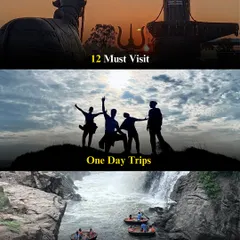 A collage showcasing the variety of one-day trips I offer from Bangalore. From the spiritual Adiyogi to the thrilling Hogenakkal Falls, your quick escape is just a click away.