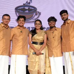 For weddings and traditional events, we love to dress the part. Here we are, in our classic silk shirts and panches, ready to bring the perfect musical vibe to a special celebration. We ensure our look and our music match the occasion perfectly.