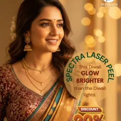 This Diwali, glow brighter with our Spectra Laser Peel. This treatment is excellent for reducing pigmentation and sun damage, evening out skin tone for a radiant glow. It's a quick, non-invasive procedure with minimal downtime.