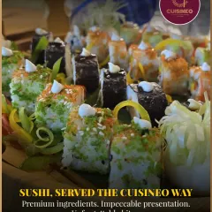 We believe sushi should be a feast for the eyes before it even touches your lips. Our chefs craft each roll with premium ingredients and a creative flair, offering a modern take on a classic favorite. This is sushi, the Cuisineo way.