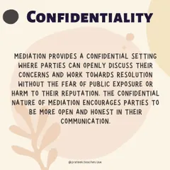 Mediation provides a confidential setting where parties can openly discuss their concerns without the fear of public exposure or harm to their reputation.
