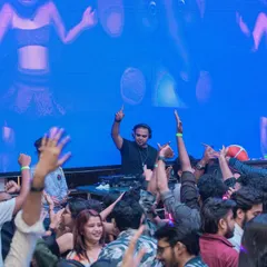 For this Bollywood set, I'm mixing in visuals from popular dance numbers. Seeing the original music video on the big screen while dancing to the track creates a powerful connection for the crowd.