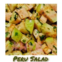 A chatpata Peru Salad, made with fresh guava, spices, and herbs. This sweet and tangy salad was a refreshing addition to a Wednesday happy meal.