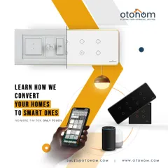 We convert your home to a smart one without the high cost or hassle. This graphic shows how easily our smart touch panels, app, and voice control systems can replace traditional switches.