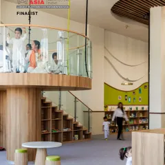 In the library of Vedanya School, Gurugram, learning is a joyful experience. This space, filled with natural light and playful forms, shows our commitment to creating interiors that spark curiosity and encourage interaction, especially for our youngest learners.