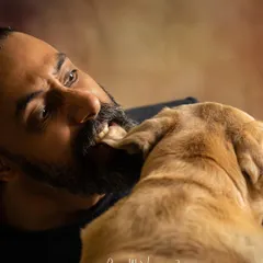 A couple of fun self-portraits with my senior dog, Laika. She's been my muse and test model for 13 years. My journey into pet photography started with her, and she has taught me everything I know about patience and capturing an animal's spirit.
