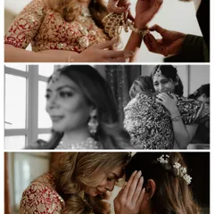 A collage of the moments that matter most. A sister's hug, a mother's touch, and the quiet emotions before the ceremony begins. These are the unscripted ties that bind a family together on a wedding day.