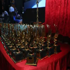 The trophies are ready! A glimpse of the awards waiting to be presented to our talented students, recognizing their dedication in various fields including fine arts.