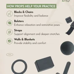 Here's a breakdown of how different props help your practice. Blocks and chairs improve balance, bolsters enhance relaxation, and straps support alignment.